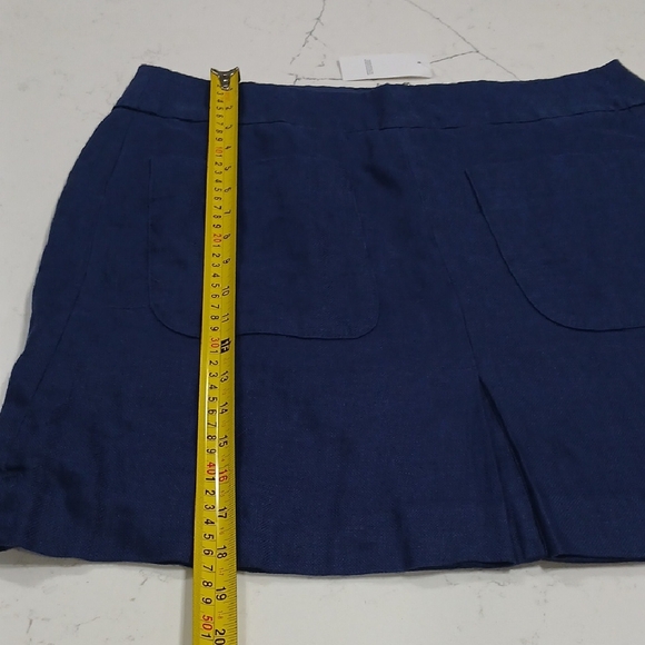 LOFT Deep Blue Women's Mini Skirt Sz 10 New With Tag 100% Linen - Picture 9 of 9